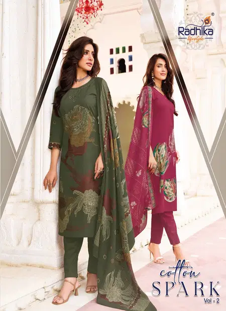 Cotton Spark Vol 2 By Radhika Cotton 60-60 Kurti With Bottom Dupatta